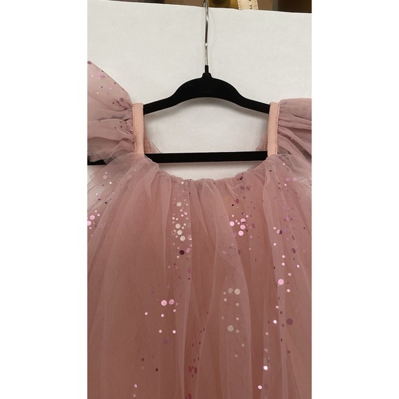 The Unbranded Brand Other - Girls Dusty Rose Pink Glitter Tulle Tutu Dress Sz 3T Flutter Sleeve Flower Girl